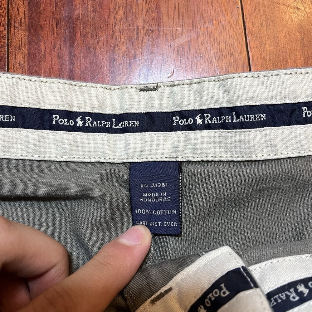 Polo Ralph Lauren Pants Mens 37x31 Olive Green Double Pleated Straight Fit Chino - Picture 5 of 10